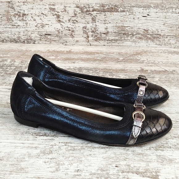 🟦Sz 36/6 AGL Attilio Giusti Leombruni Midnight Blue Shimmer Flats - Picture 8 of 16